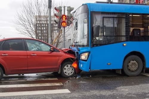 collision with bus and vehicle