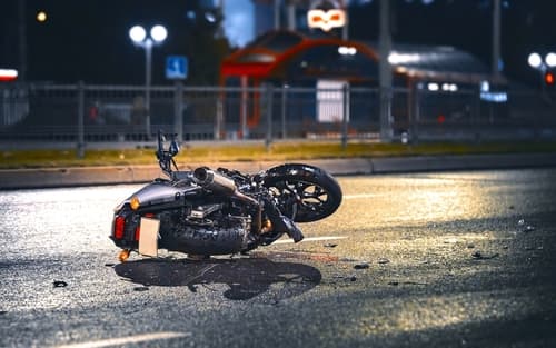 motorcycle on road after an accident