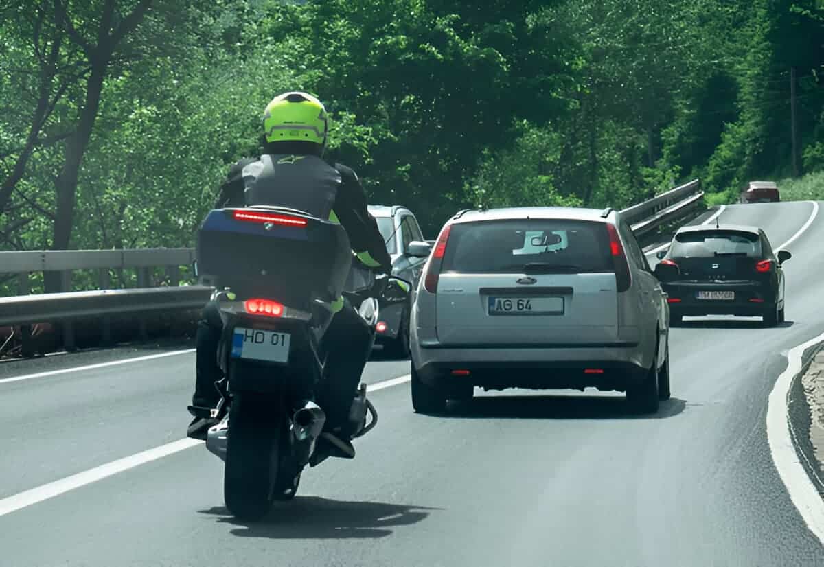 Motorcyclist in traffic